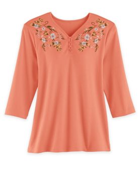 Embroidered Sweetheart Henley