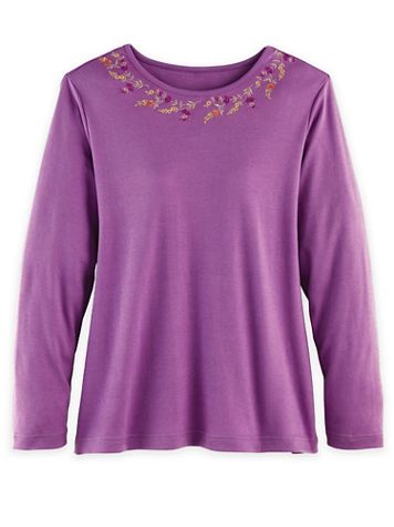 Embroidered Essential Knit Long-Sleeve Tee - Image 1 of 3