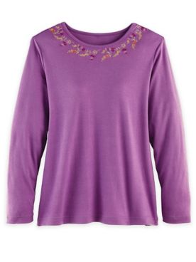 Embroidered Essential Knit Long-Sleeve Tee