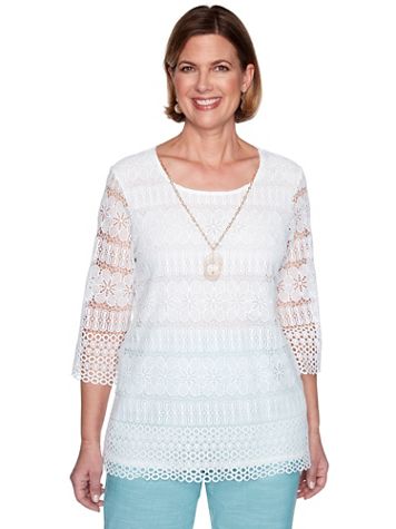 Alfred Dunner Lace Top with Necklace - Image 1 of 2