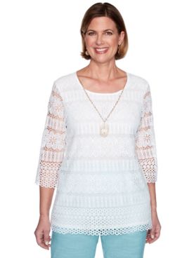 Alfred Dunner Lace Top with Necklace