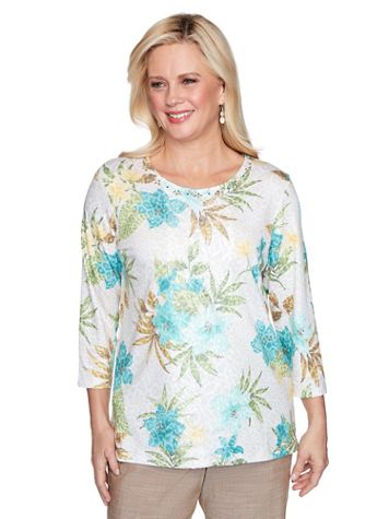 Alfred Dunner Tropical Print Knit Top - Image 1 of 2