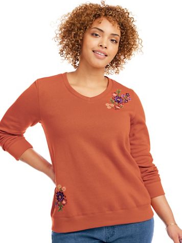 Embellished V-Neck Sweatshirt - Image 1 of 6
