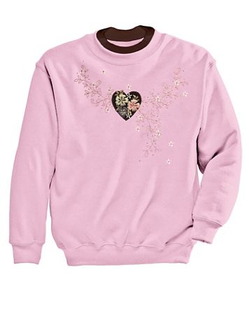 Floral Heart Embroidered Sweatshirt - Image 1 of 1