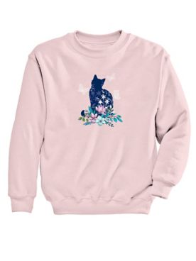 Floral Cat Graphic Sweatshirt
