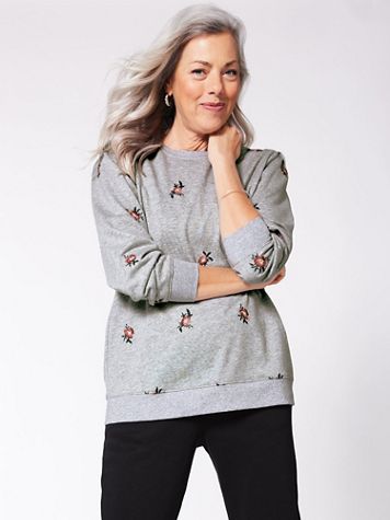 Puff Sleeve Embroidered Sweatshirt - Image 4 of 4