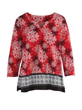 Alfred Dunner® Holiday Print Knit Tee
