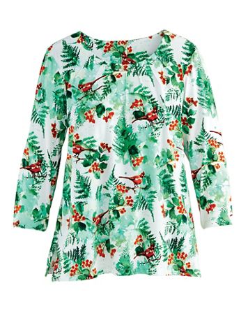 Alfred Dunner® Holiday Print Knit Tee - Image 2 of 2
