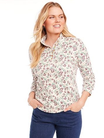 Print Essential Knit Button Henley - Image 1 of 5