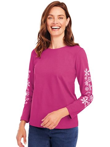 Long Sleeve Print Knit Top - Image 1 of 5