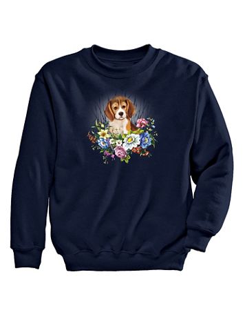 Floral Pup Graphic Sweatshirt - Image 1 of 1