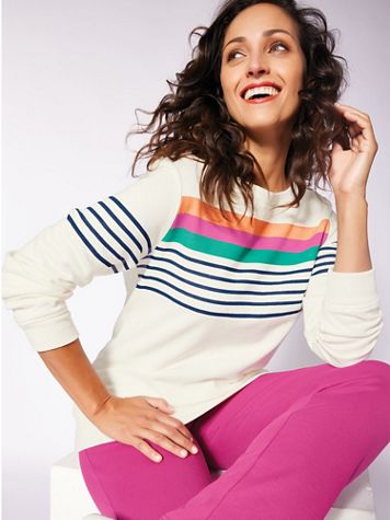 Striped Fleece Sweatshirt - Image 1 of 2