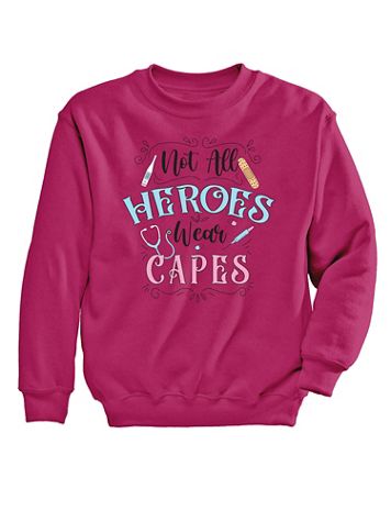 Heroes Wear Capes Graphic Sweatshirt - Image 2 of 2