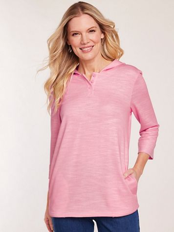 Hooded Button Henley Top - Image 1 of 4