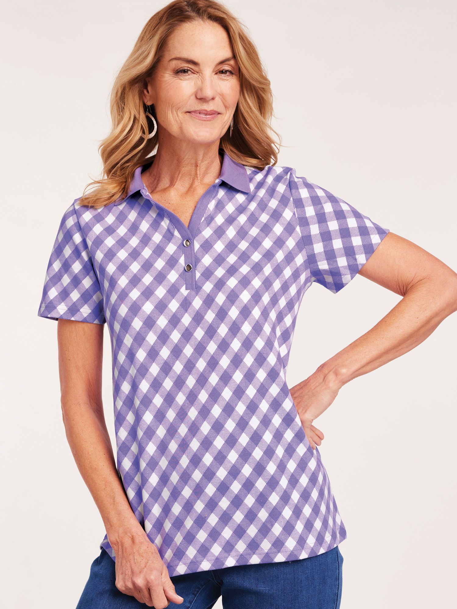 Gingham Polo Top