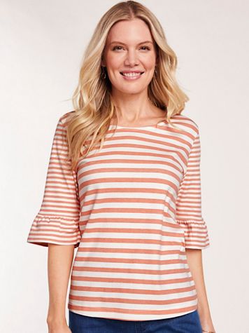 Essential Knit Striped Flounce Top - Image 1 of 4