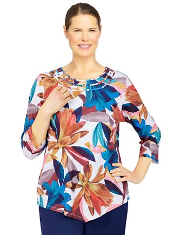 Alfred Dunner Sloane Street Abstract Flowers Print Top - Image 1 of 4