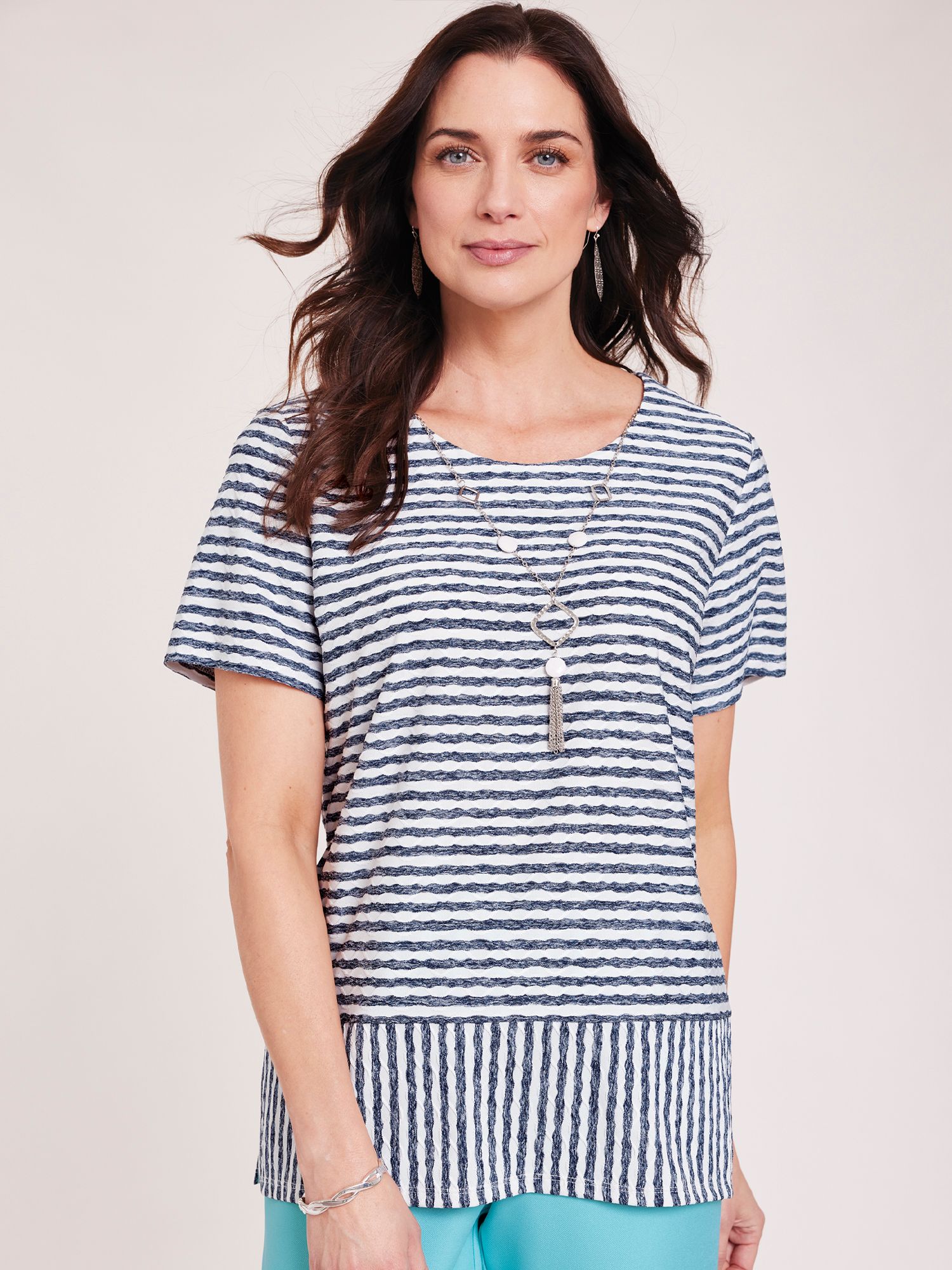 Alfred Dunner® Stripe Top with Necklace