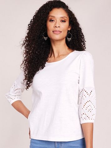 Eyelet Textured Knit Top - Image 1 of 4