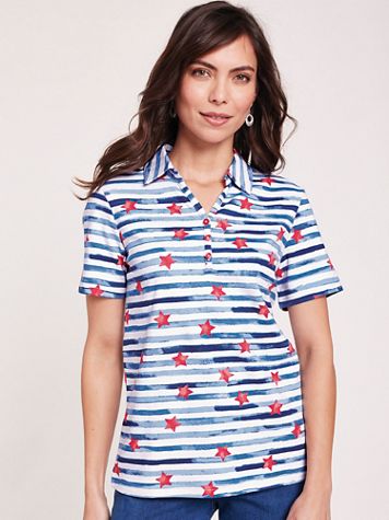 Essential Knit Print Polo Top - Image 4 of 4