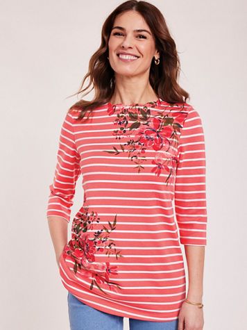 Essential Knit Floral Stripe Tunic - Image 1 of 5