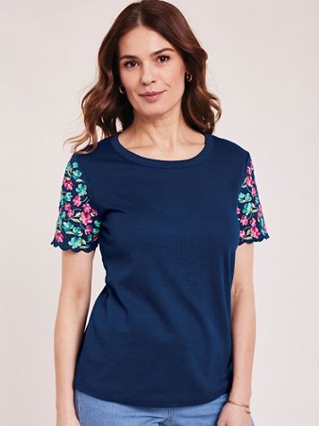 Embroidered Sleeve Knit Top - Image 1 of 5