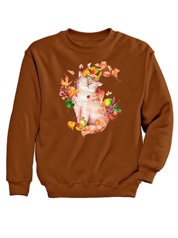Autumn Cat Graphic Sweatshirt - Image 1 of 1