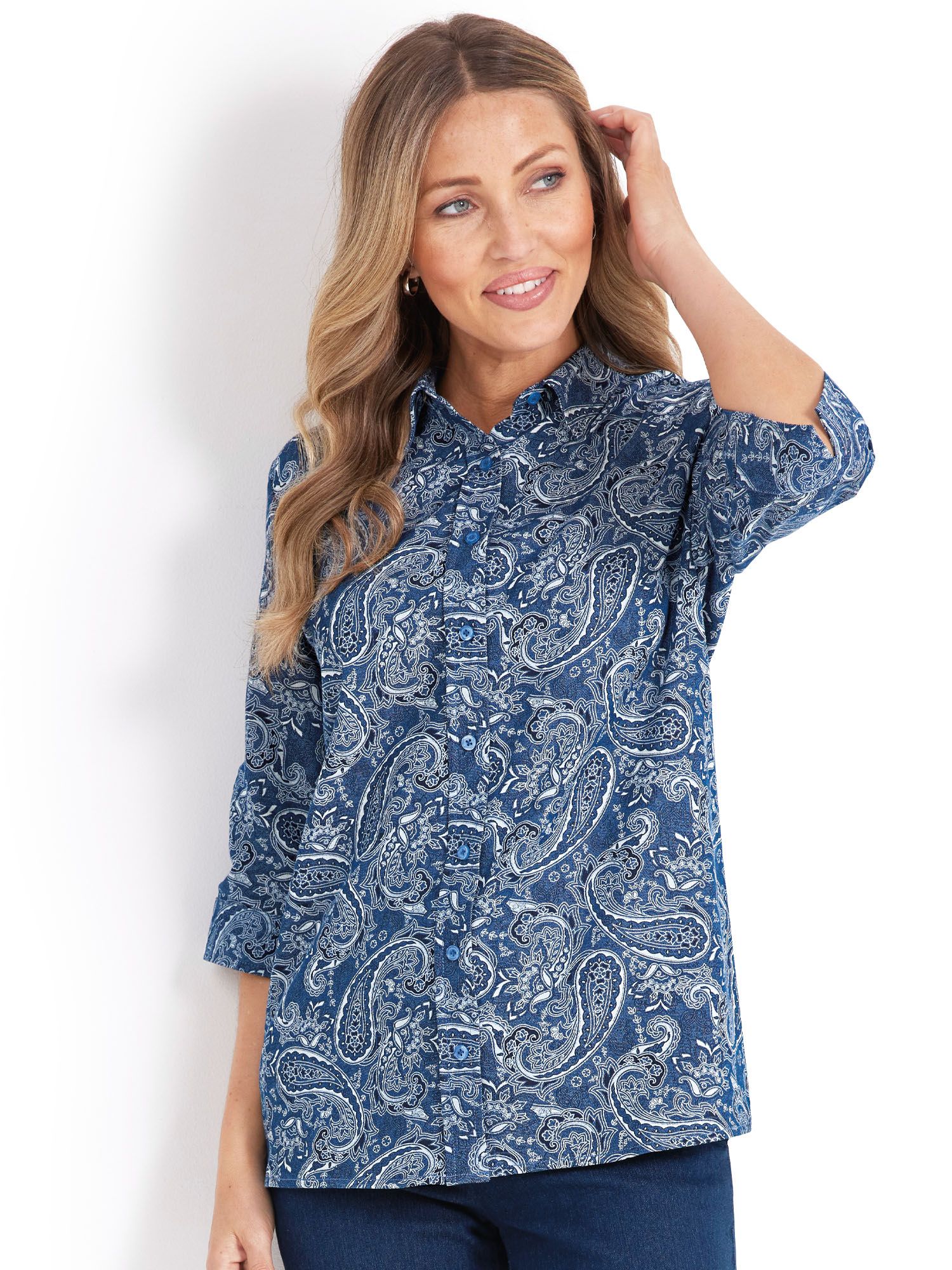 Haband Women’s 3/4 Sleeve Denim Shirt 