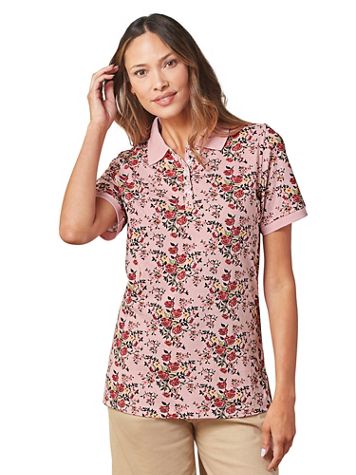 Haband Women’s Essential Polo Tee, Solid & Print - Image 1 of 3