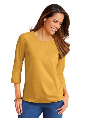 Haband Women’s Essential 3/4 Sleeve Tee, Solid & Print - Image 1 of 9
