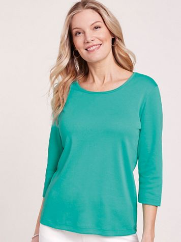 Essential Knit Three-Quarter Sleeve Tee - Image 1 of 7
