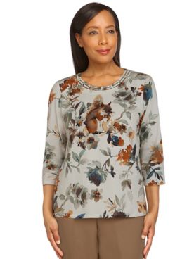Alfred Dunner Classics Squirrel Print Knit Top