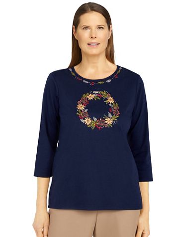 Alfred Dunner Classics Center Fall Wreath Top - Image 5 of 5