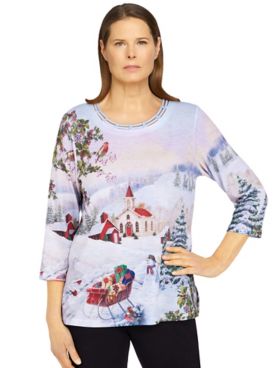 Alfred Dunner Classics Holiday Scenic Top