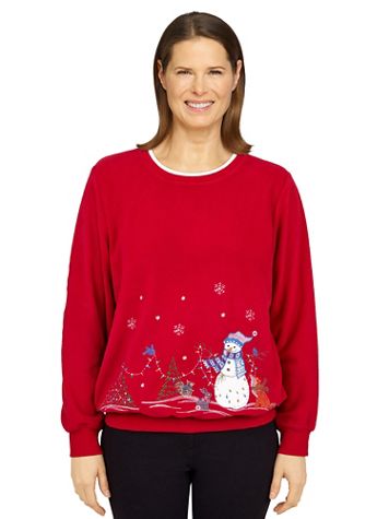Alfred Dunner Classics Border Snowman Pullover - Image 5 of 5