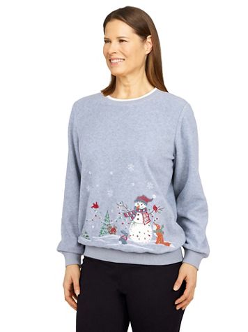 Alfred Dunner Classics Border Snowman Pullover - Image 5 of 6