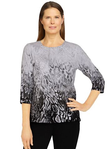 Alfred Dunner Classics Ombre Animal Knit Top - Image 1 of 4