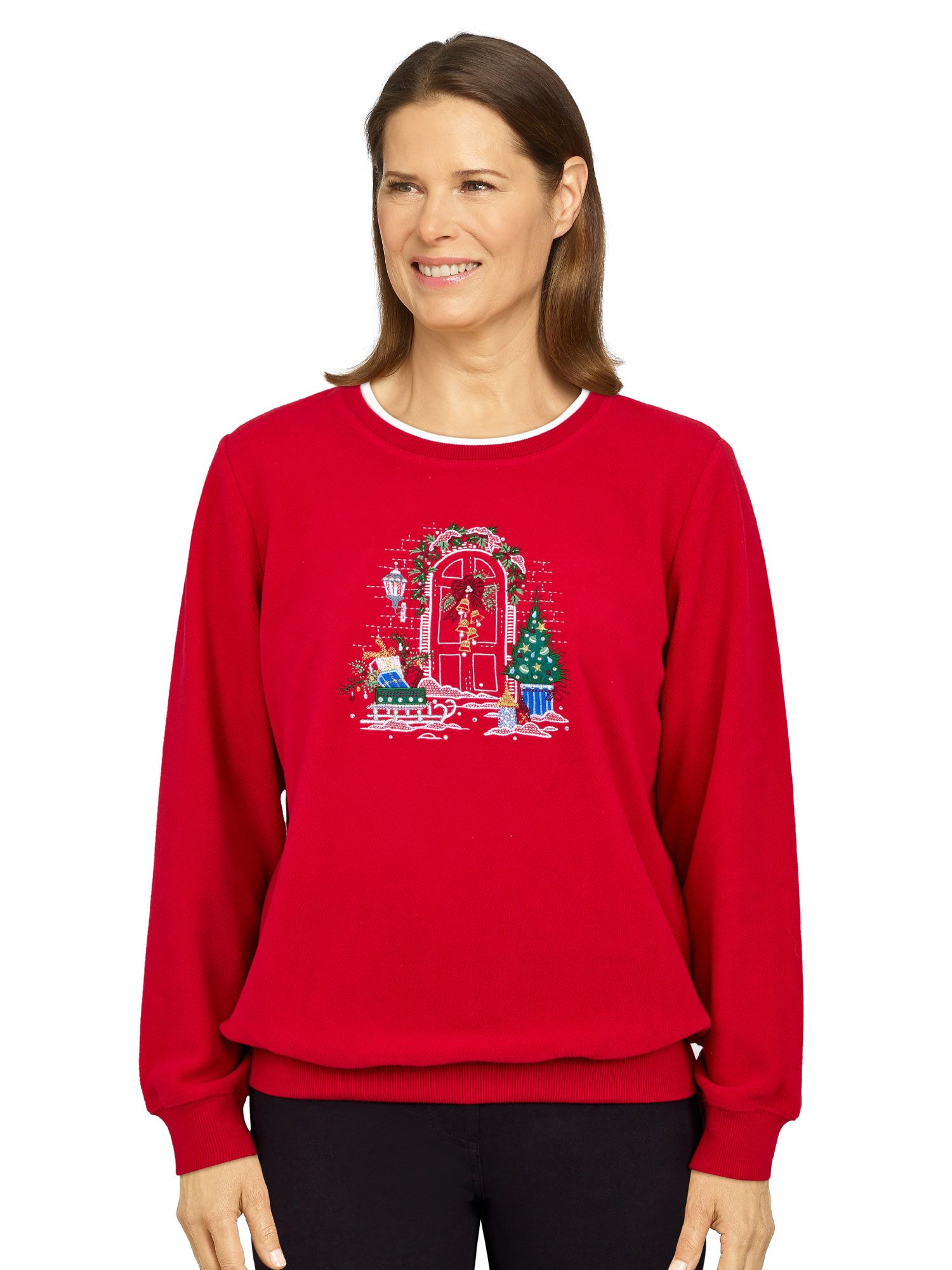 Alfred Dunner Classics Festive Center Door Pullover