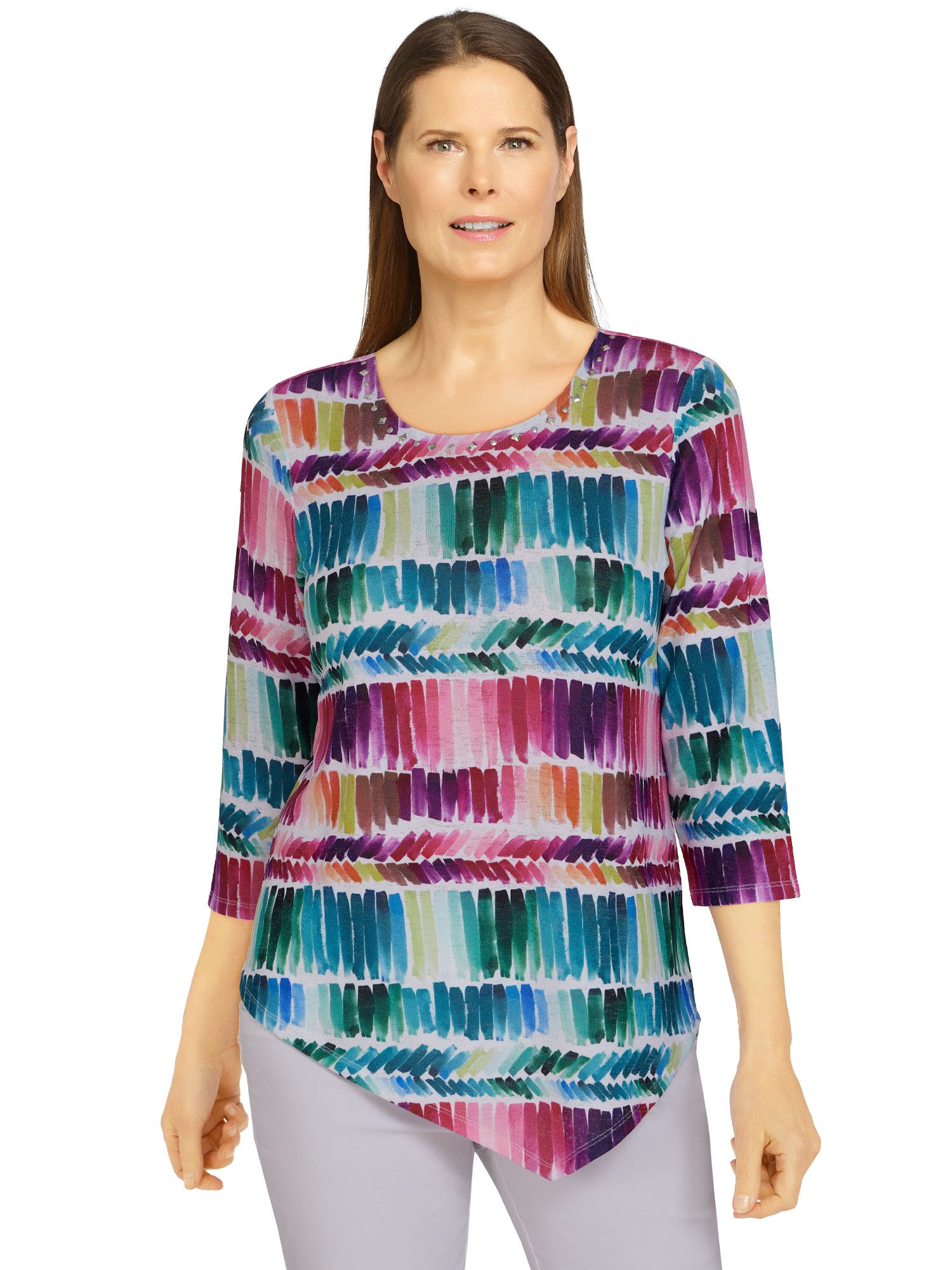 Alfred Dunner Classics Brushstroke Print Knit Top