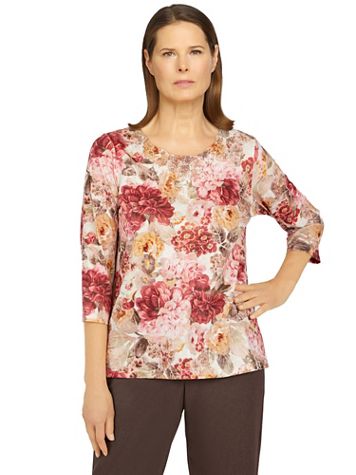 Alfred Dunner® Sorrento Tapestry Floral Print Top - Image 1 of 4