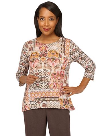 Alfred Dunner® Sorrento Baroque Patchwork Top - Image 1 of 4