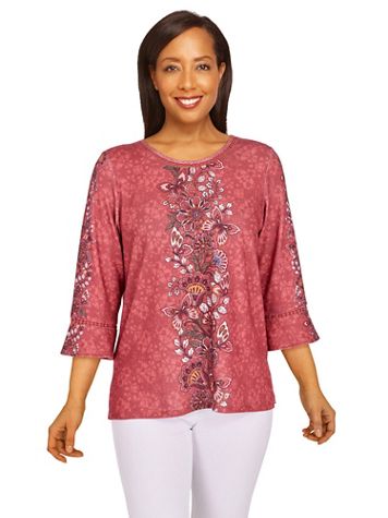 Alfred Dunner® Sorrento Floral Texture Print Knit Top - Image 1 of 4