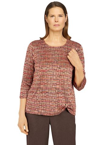 Alfred Dunner® Sorrento Space Dye Geo Knit Top - Image 1 of 4