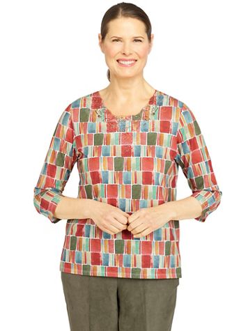 Alfred Dunner® Copper Canyon Geometric  Print Top - Image 1 of 4