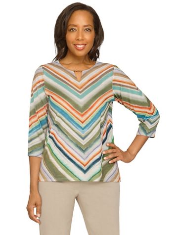 Alfred Dunner® Copper Canyon Chevron Print Knit Top - Image 1 of 4