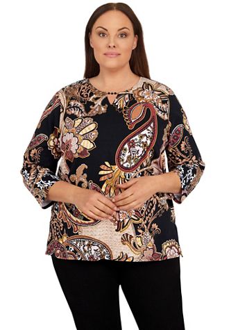 Alfred Dunner® Madagascar Paisley Print Top - Image 5 of 5