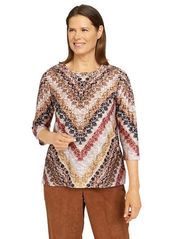 Alfred Dunner® Madagascar Textured Chevron Print Top - Image 1 of 4