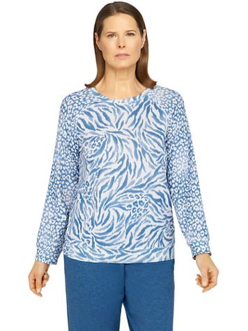 Alfred Dunner® Floral Park Mixed Animal Print Top - Image 1 of 6