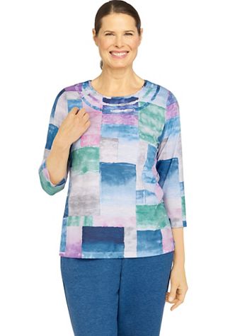 Alfred Dunner® Floral Park Watercolor Pattern Knit Top - Image 1 of 4
