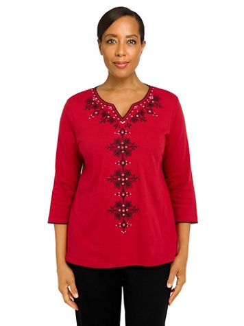 Alfred Dunner® Empire State Scroll Embroidery Knit Top - Image 1 of 4